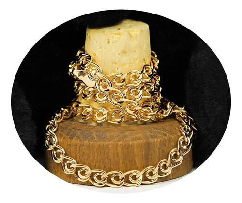 Collar Cadena Estilo Cubano Eslabon Para Mujer Oro 24k Joyas