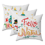 Kit 3 Capas Almofadas Decorativa Feliz Natal  45x45 Id Decor