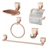 Kit De Acessórios Banheiro Rose Gold Lorenzetti Quadra 5 Pçs