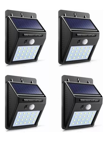 Lampara Led Solar Reflector Exterior Jardin Sensor Luz 4 Pzs
