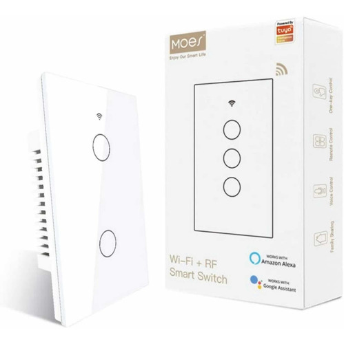 Apagador Inteligente Zigbee 3.0 Moes 2 Botones Alexa, Google