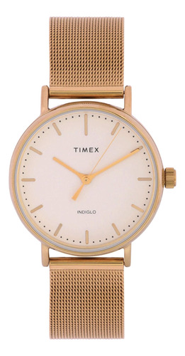 Reloj Timex Fairfield Para Mujer De 37 Mm: Tono Dorado Y Cre