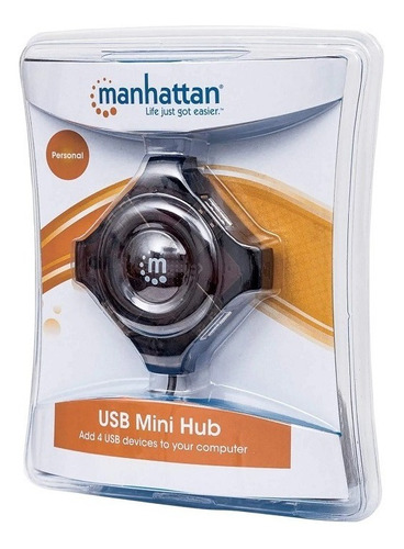 Hub Manhattan Usb 4 Puertos Mini Pc Y Mac 160599