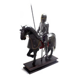 Enfeite Medieval Cavaleiro Armadura Lança Cavalo Decoração L