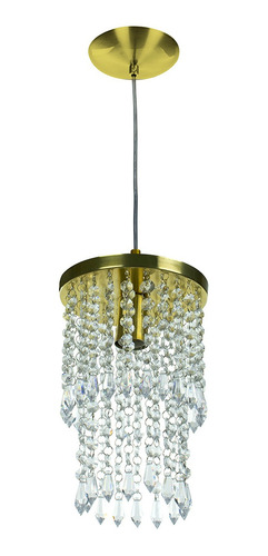 Lustre Pendente De Cristal Acrilico Spark Redondo Dourado