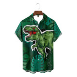 Camisa Hawaiana Unisex Con Diseño De Dinosaurio, Camisa De P