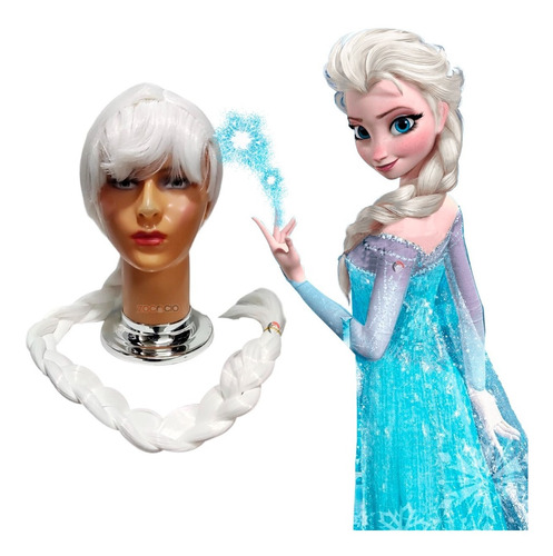 Peluca Trenza Elsa Disfraz De Frozen Halloween Trenza Larga