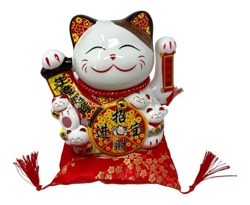 Gato De La Suerte Y Fortuna Feng Shui Ceramica Maneki Neko