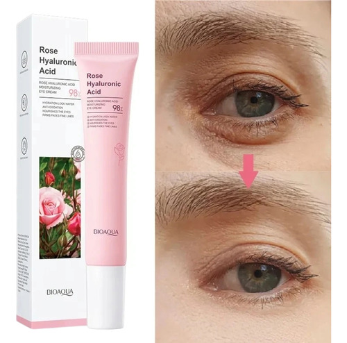 Crema Extracto Rosas Bioaqua Ácido Hialuronico Quita Ojeras