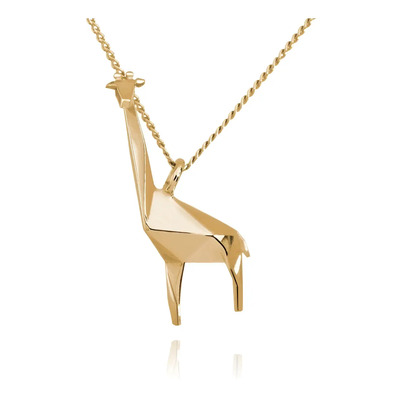 Dije de plata .925 con chapa de oro Necora Origami Jirafa y diseño de jirafa - 12mm de largo x 24mm de alto - dorado chapado en oro | Meses sin interés