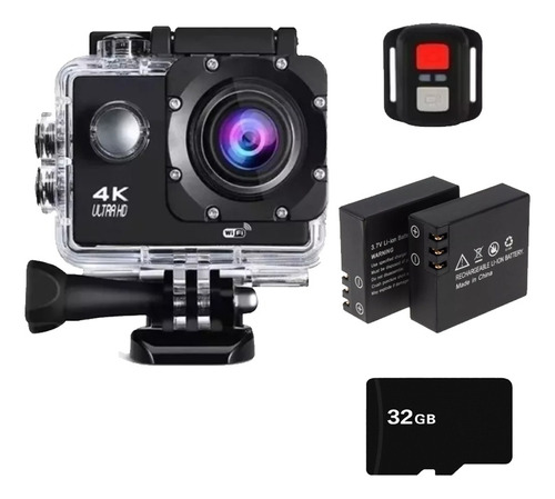 Camara 4k Deportiva Wifi Con Control 2 Baterias 32gb Sumergi