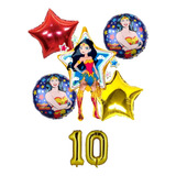 Pack Globos Mujer Maravilla Wonderwoman X 5 + Nro 