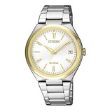 Reloj Citizen Eco-drive Mujer Fe6024-55b Acero Analogo Color De La Malla Plateado Color Del Bisel Dorado Color Del Fondo Blanco