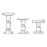 Candelabros De Vidrio, Cristal Transparente Con Forma De Pil