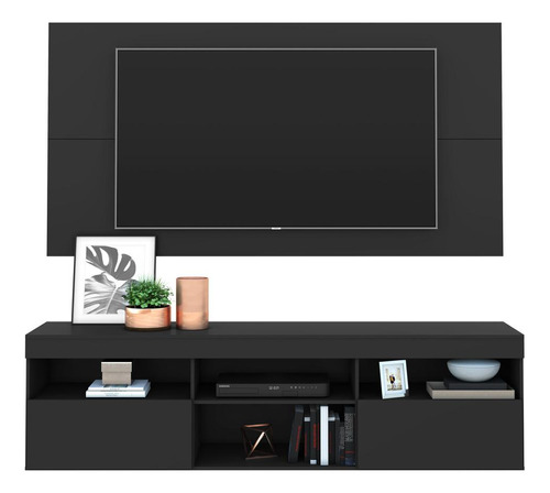 Rack Com Painel Tv 65  Flórida Multimóveis V3059 Cor Preto