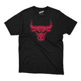 Remera Basket Nba Chicago Bulls Negra Logo Simple
