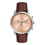 Reloj Hombre Fossil Neutra Chrono Análogo Correa Piel Color De La Correa Marrón Oscuro