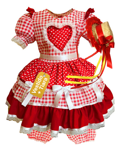 Vestido São João Infantil Festa Junina Caipira Quadrilha