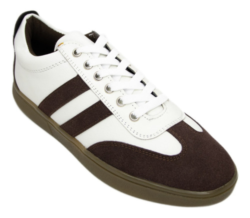 Tenis Casual Simipiel Blanco/caf Lugo Conti - Manolo 561x1/2