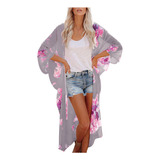 Chaqueta Tipo Cárdigan Tipo Kimono De Playa Con Estampado Fl