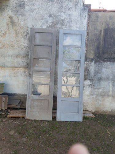 2 Portas Antigas, Maciças, Com Vidros, Vintage, De Demolição