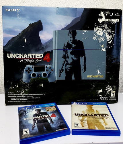 Consola Playstation 4 Edición Uncharted 4 + 4 Juegos 