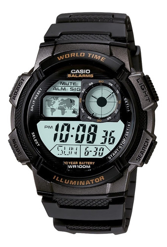 Reloj Casio Ae1000 Caballero Sport Original 100mts Negro