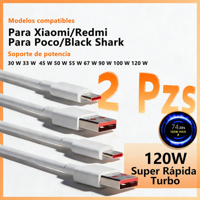 Allaceryvva 2 Pzs 2M Cable De Carga Genérica Rápida Tipo C Compatible con Xiaomi Redmi 120 W\u002F90 W\u002F67 W\u002F33 W Compatible con Xiaomi 13\u002F 14\u002F 15 Redmi Note 14\u002F13 Pro 4G\u002FPoco C75 4G\u002F Poco X7\u002FX6 Pro 5G | MercadoLibre