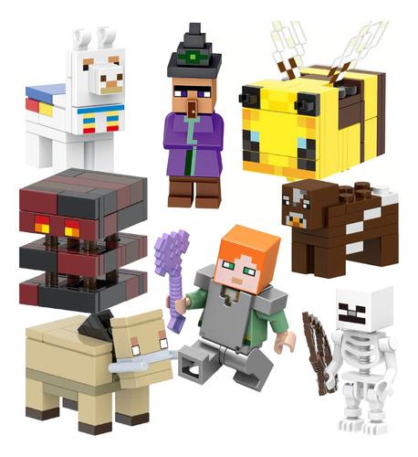 Set Minecraft Figuras Armables Juguetes Accesorios Bloques A