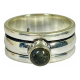 Anillo Spinner Antiestrés Labradorita Cabujon Natural N13,5