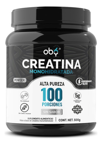 Creatina Monohidratada Alta Pureza 500g Sabor Natural Oby Sabor Sin Sabor