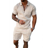 Conjunto De Camisa Polo Masculina Verão Lapela Manga Curta