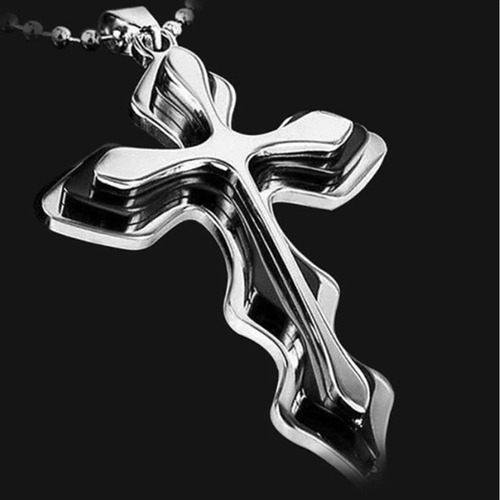 Colar Masculino Crucifixo - Cruz Metal Dourado Prateado