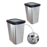 Kit 2 Lixeira Cesto Cozinha Banheiro 9l Inox Tampa Click