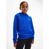 Sudadera Azul Para Niño Con Capucha Y Logo Calvin Klein