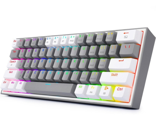 Teclado Gamer Redragon Fizz Pro K616 Rgb 60% Gris Blanco *