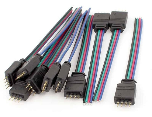 10 Conector Macho Cable Pin Rgb Cinta Led 5050 3528 Soldar