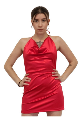 Vestido Corto Mujer Saten Premium De Fiesta Noche Salidas