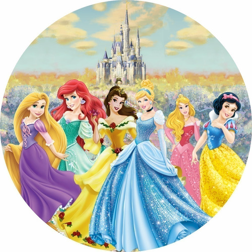 Painel Redondo Princesas Disney 1,50m C/elástico Sublimad