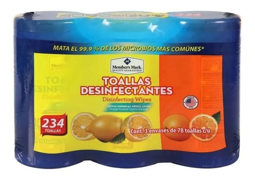 Toallitas Desinfectantes Member's Mark 3 Envases 78 Pzas C/u