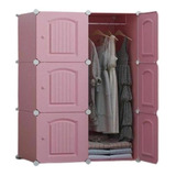Guarda Roupa Portatil Arara Modular 6 Portas Rosa Luxo
