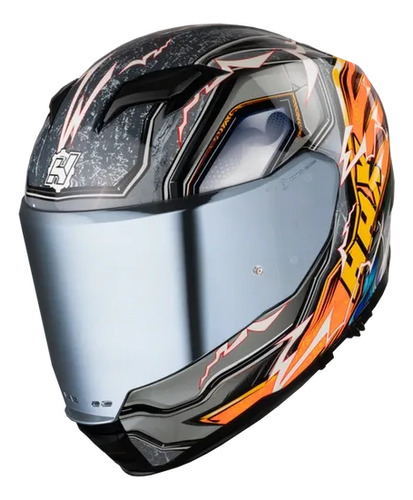 Casco Force Thunder Naranja/gris Hax