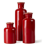 Ceramic Rustic Vase For Home Decor,- Set Of 3 Decorativ...