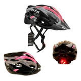 Capacete Bicicleta Ciclismo Com Sinalizador Gts Ajustável Cor Rosa Tamanho M 52-58