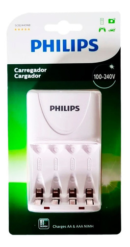 Carregador Philips P/ 4 Pilhas Aa Ou Aaa Bivolt Original Nfe