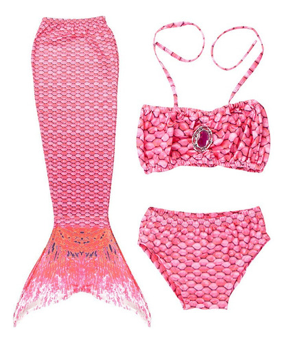 Traje De Baño De Cola De Sirena Con Aleta Para Niñas [u]