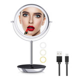 Espejo De Maquillaje Recargable Con Luces, 1 Aumento De 10 V