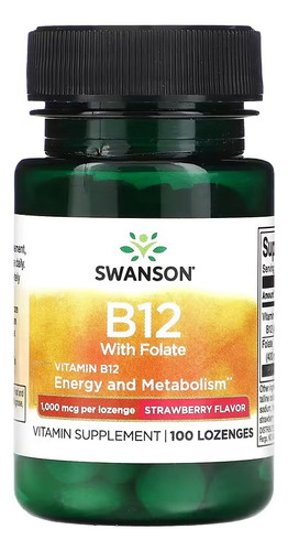 Vitamina B12 Con Folato 1000mcg 100 Tab Sublingual Swanson