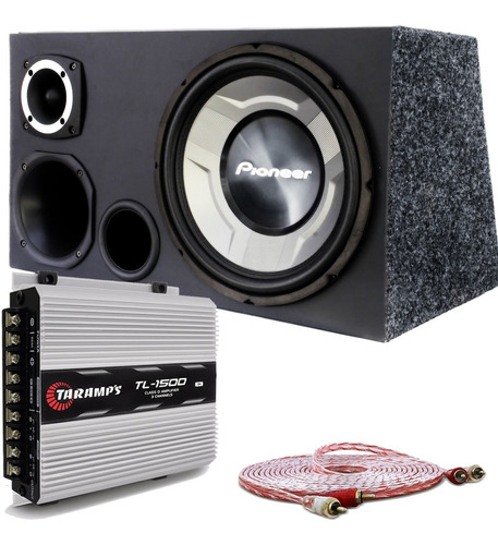 Caixa Trio Som Completa Pioneer 12 + Modulo Taramps Tl 1500w