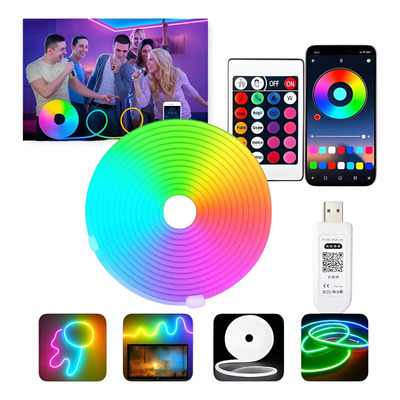 Kit Manguera Luces Neon Led Rgb 3m Flexible Usb + App Rgb